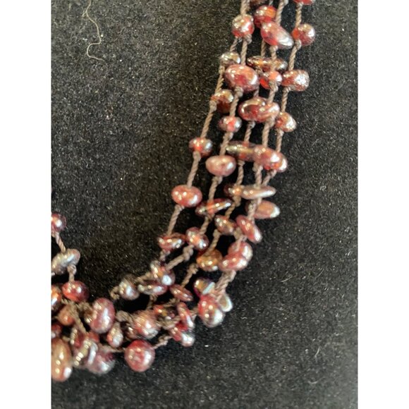 VTG Beautiful Garnet Gemstone Hand knotted Necklace Multi Strand Teared 32” - Picture 6 of 9